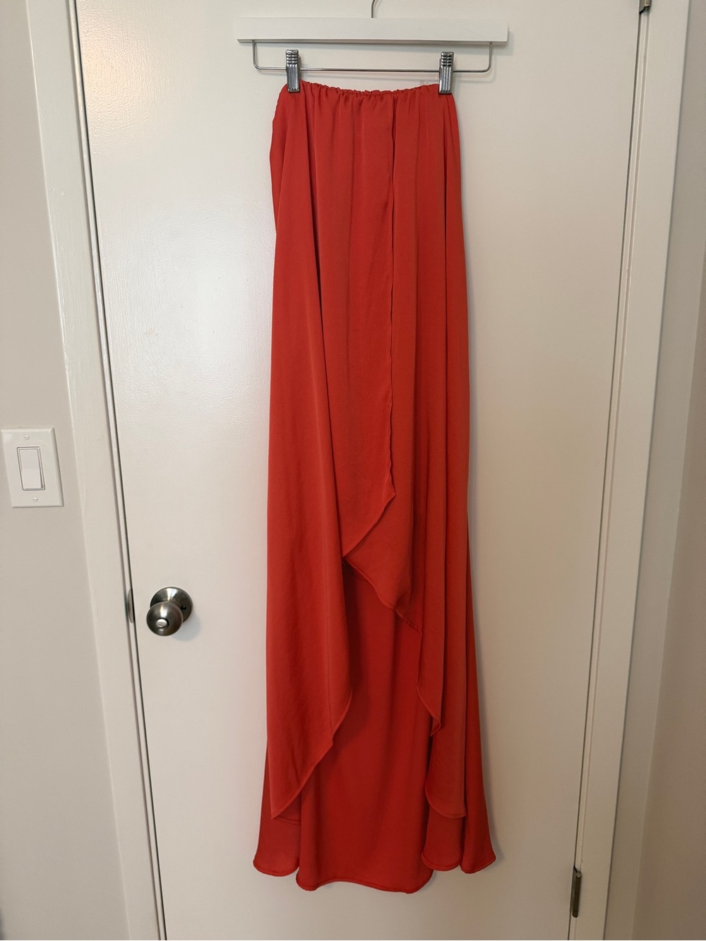 fab'rik Orange Ellis High Low Layered Strapless Maxi Dress